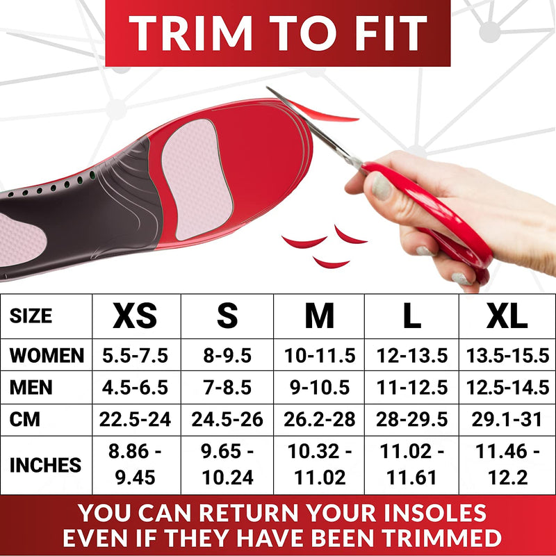 Plantar Fasciitis Arch Support Insoles for Men and Women Shoe Inserts - Orthotic Inserts - Flat Feet Foot - Running Athletic Gel Shoe Insoles - Orthotic Insoles for Arch Pain High Arch - Boot Insoles Black XS(Men 4.5-6.5/Women 5.5-7.5) - NewNest Australia