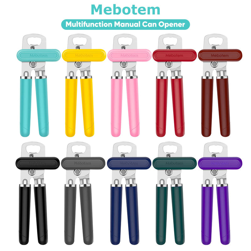 Mebotem 10 Colors Can Opener Manual Handheld Heavy Duty Hand Can Opener Smooth Edge Stainless Steel Can Openers Top Lid Kitchen Gadgets, Best Large Rated Easy Turn Knob, with Bottle Opener, Aqua Sky 1 - NewNest Australia