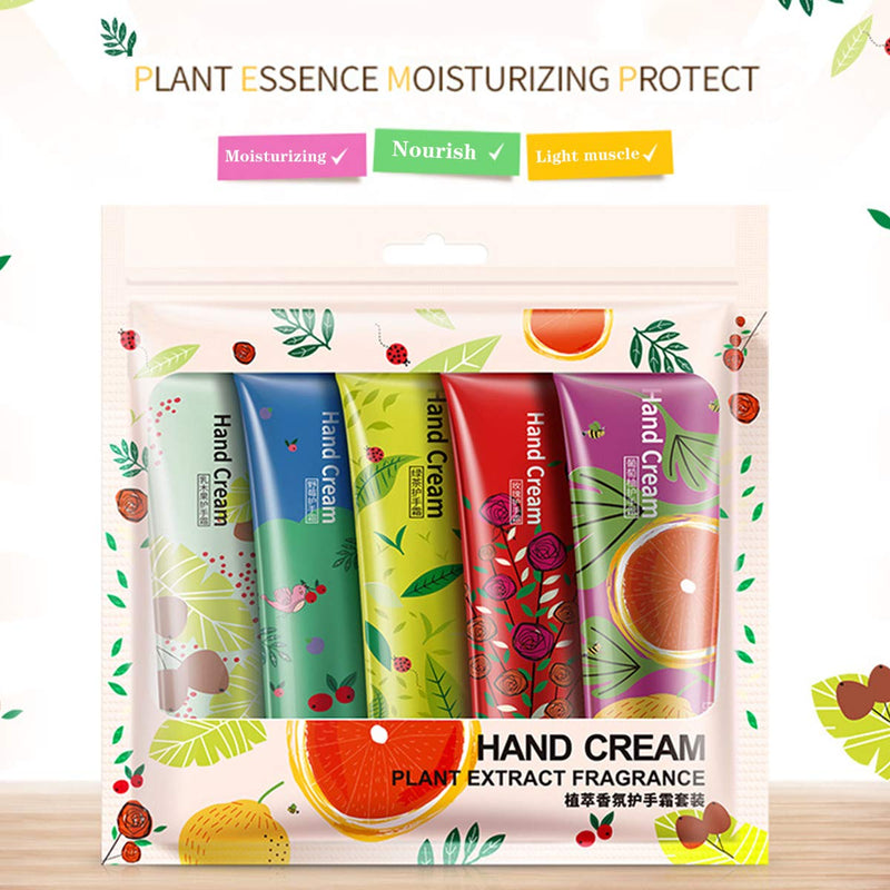 5 Pack Fruits Extract Fragrance Hand Cream,Moisturizing Hand Care Cream Travel Set with Shea Butter For Men And Women-30ml (Style-2) - NewNest Australia