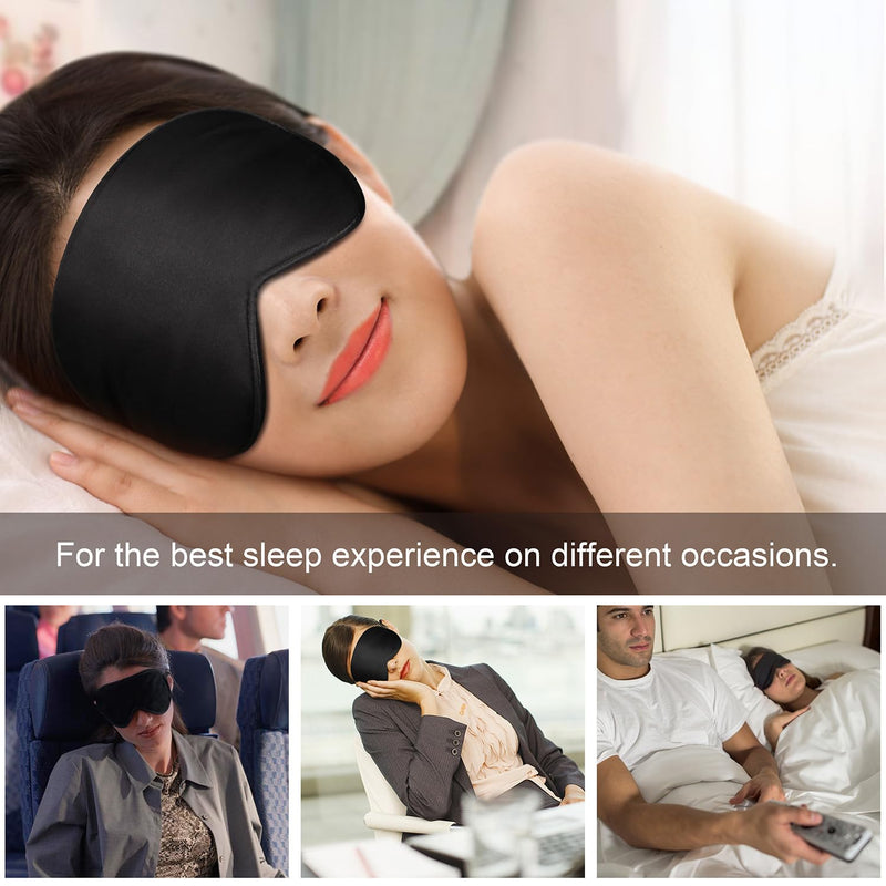 Silk Sleep Mask, Eye Mask, Gritin Light-Blackout Design Ultra Soft & Comfortable 100% Natural Silk Sleeping Mask Eye Blinder with Adjustable Strap and Ear Plug for Men, Women and Kids Black - NewNest Australia