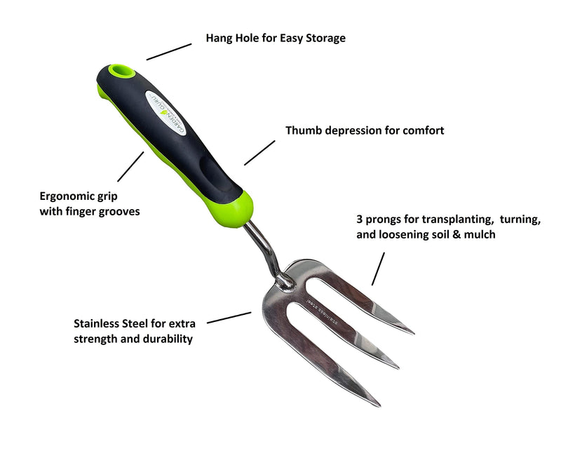 Garden Guru Stainless Steel Hand Weeder Fork Tool – Rust Resistant Stainless Steel – Ergonomic Handle – Great for Planting, Spreading Mulch, Weeding, Loosening & Transplanting Soil 1 Pack - NewNest Australia