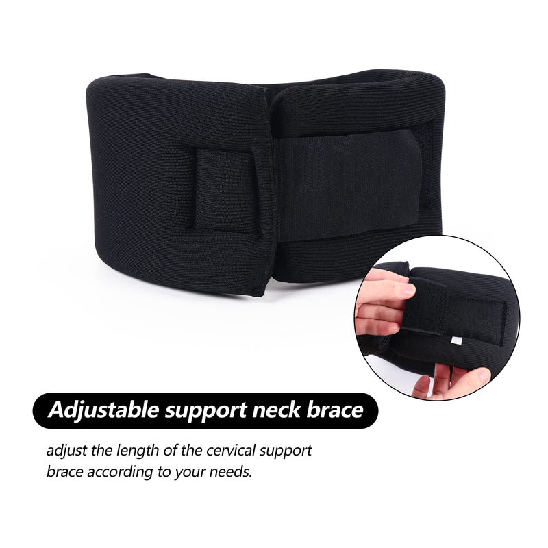 RESTCLOUD Soft Foam Neck Support Universal Neck Brace Adjustable Neck Support for Sleeping - Relieves Neck Pain (Black, 2.5" Deep Collar, L) L (2.5" High) Black - NewNest Australia