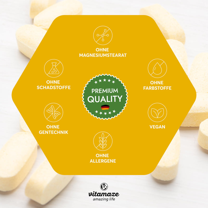 High-dose vitamin C 1000 mg + zinc, 360 tablets for 1 year, vegan & optimally bioavailable, natural dietary supplement without unnecessary additives, made in Germany - NewNest Australia
