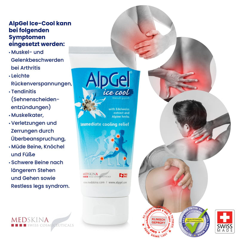 Medskina Alpgel Ice-Cool Skin Gel 100 Ml, Sports For Instant Cooling For Muscle And Joint Pains, Relief Of Inflammation, Against Tired Legs And Muscle Soreness - NewNest Australia