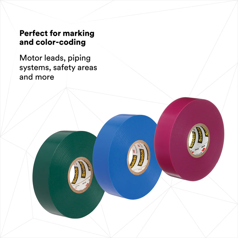 3M Scotch Vinyl Color Coding Electrical Tape 35, 1/2" x 20', Multi-Color - NewNest Australia