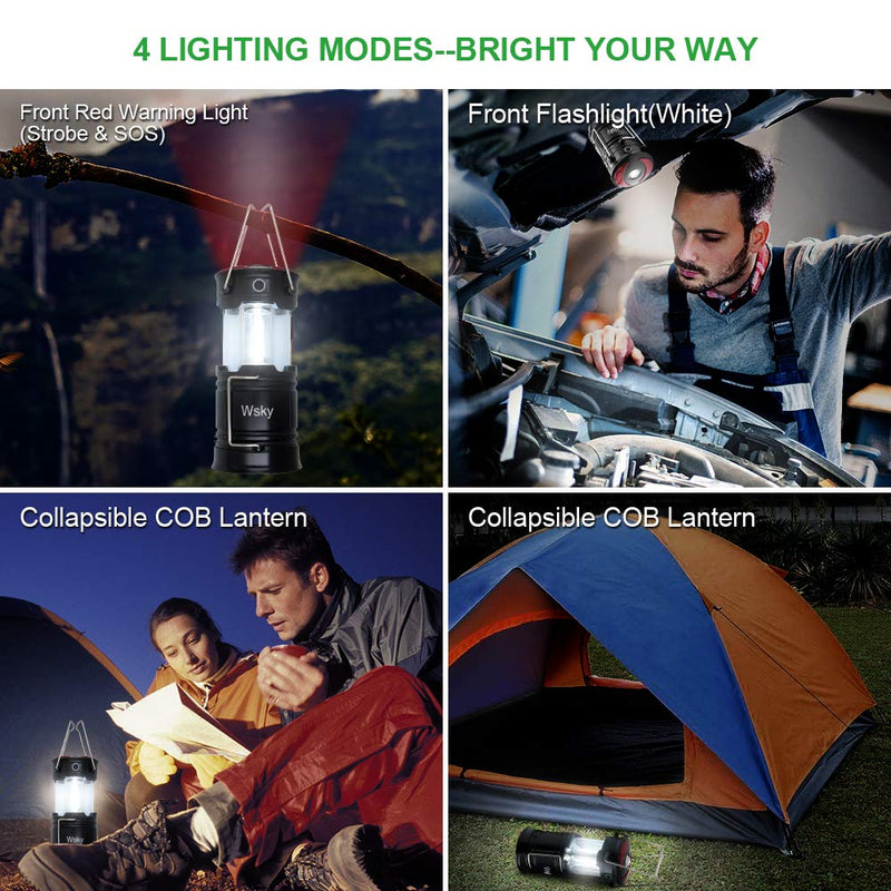 Wsky Led Camping Lantern - Best Rechargeable LED Flashlight Lantern - High Lumen, Rechargeable, 4 Modes, Water Resistant Light - Best Camping, Outdoor, Emergency Flashlights Lanterns 2 Pack - NewNest Australia