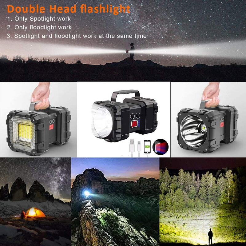 Rechargeable Spotlight Flashlight, 6000 High Lumen LED Spotlight Flashlight,10000mAh 20h Ultra-long Standby, 3+4 Light Modes Tactical LED Handheld Flashlight Waterproof with USB Output as a Powerbank Rechargeable Spotlight Flashlight - NewNest Australia