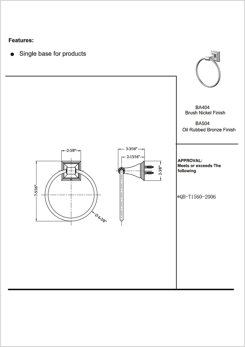 Designers Impressions 500 Series Oil Rubbed Bronze Towel Ring - NewNest Australia