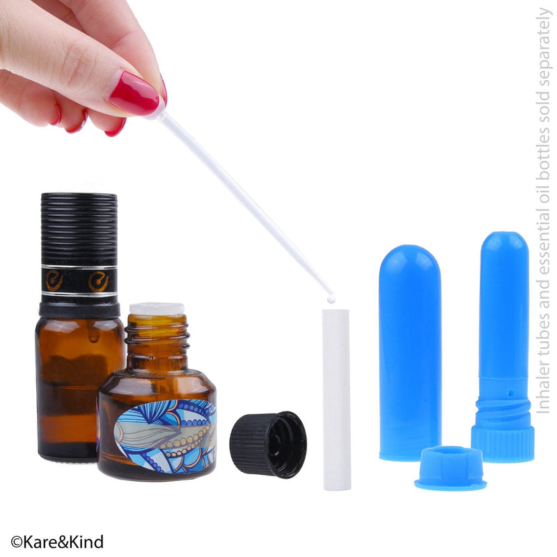 Kare & Kind Wick Replacement Kit - for Refillable Nasal Inhaler Tubes - Kit Contains: 50 Cotton Fiber Replacement Wicks, 78 Writable Stickers, 2 Mini Droppers - DIY Personal Health Care - NewNest Australia