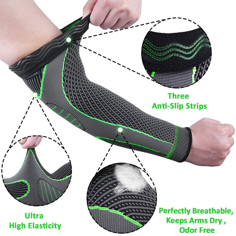 beister Elbow Braces Compression Arm Sleeves for Men & Women (1 Pair), Non-Slip Breathable Arm Support for Tendonitis, Tennis Elbow, Golf Elbow, Arthritis, Weightlifting, Workouts Green L - NewNest Australia