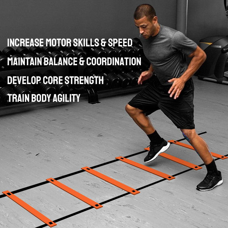 TNZMART Agility Ladder Speed Ladder 10FT 20FT Training Equipment for Football Soccer Basketball with Carrying Bag 10 FT, 6 Rungs Orange - NewNest Australia