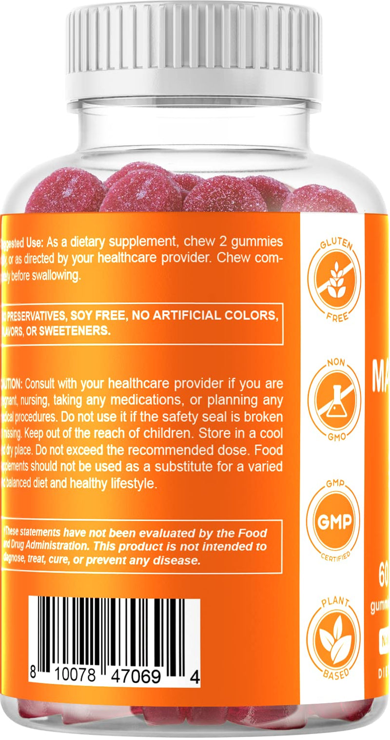 Vitamatic Magnesium Citrate Gummies 600mg per Serving - 60 Vegan Gummies - Promotes Healthy Relaxation, Muscle, Bone, & Energy Support (60 Gummies (Pack of 1)) 60 Count (Pack of 1) - NewNest Australia