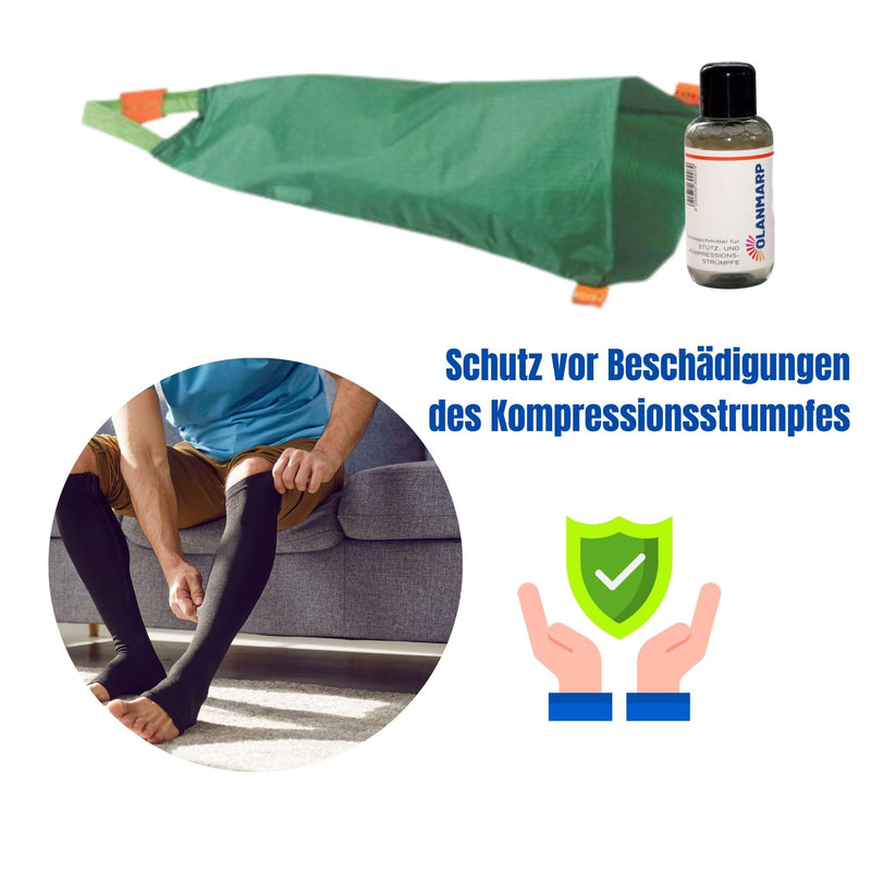 Arion Easy Slide Dressing Aid For Stockings & Olanmarp Mild Detergent For Compression Stockings 50 Ml - Easy To Put On And Care (Shoe Size: From 42, Open Toe) - NewNest Australia