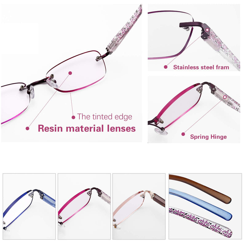 FEIVSN 3-Pack Rimless Reading Glasses For Women, Lightweight Spring Hinge Readers, Classic Elegant Artistic Eyeglasses UV 400 Set 01: Mix 3 Pairs(top Selling) 1.0 x - NewNest Australia