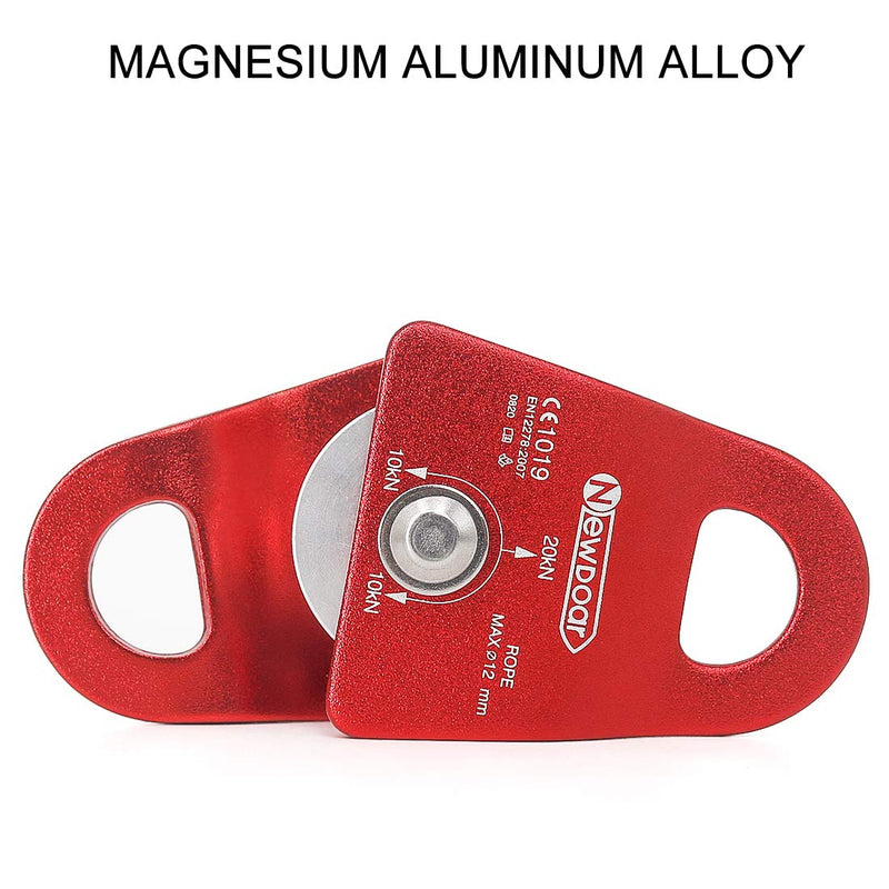 NewDoar CE Certified 20kN Micro Pulley Fixed Side Trolley for Climbing, Rescue Lifting,Hitch Tending One Unit (20KN Pulley Red) - NewNest Australia