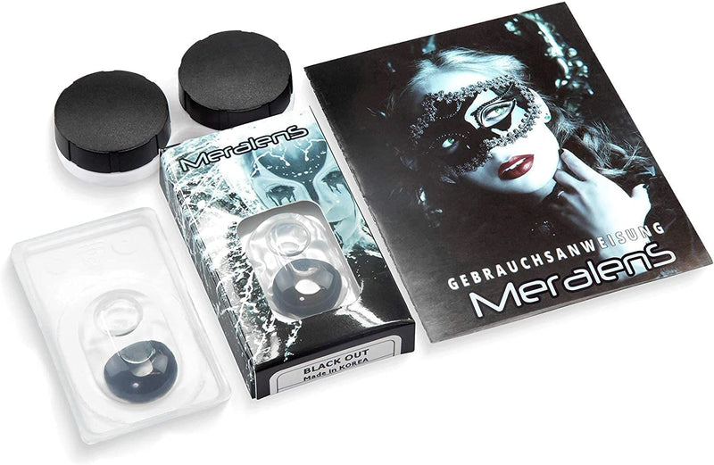 Colored contact lenses 1 pair of black Black Out 1 pair of black - top quality for Halloween, carnival, carnival Halloween free contact lens case without strength - NewNest Australia