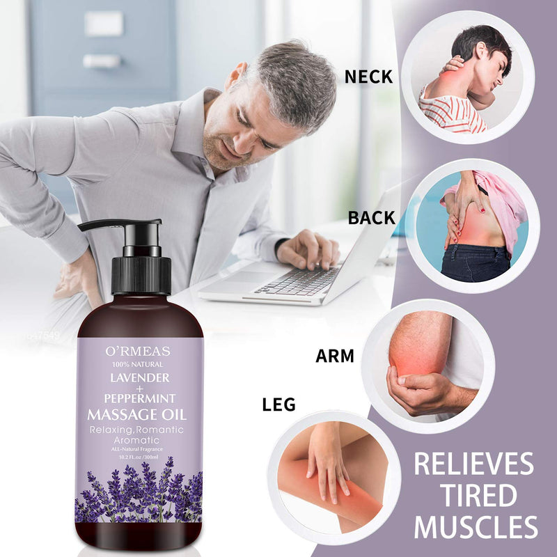 Massage Oil for Relaxing, Massaging Joint Pain Relief Massage Oil Lavender and Peppermint Massage Oils Moisturizing Body Oil for Men and Women 10.2 fl.oz - NewNest Australia