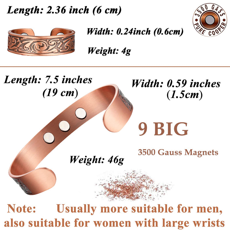 Vicmag Copper Magnetic Bracelet for Men 3500 Gauss Magnets Brazaletes 100% Solid Pure Copper Jewelry Cuff Bangles (Adjustable Size with Gift Box,Tree) - NewNest Australia
