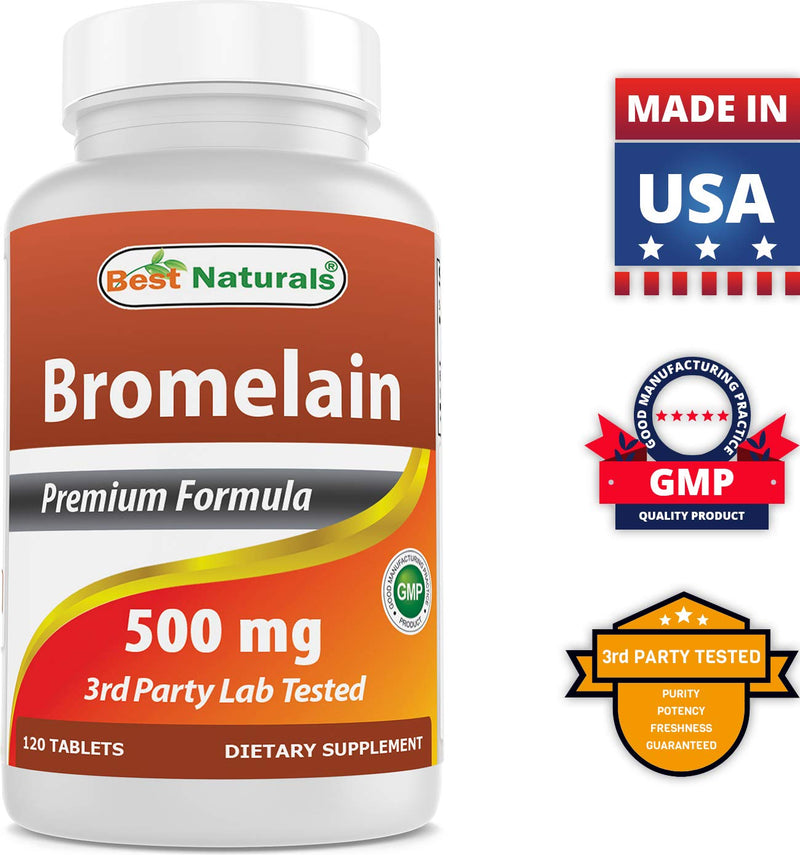 Best Naturals Bromelain Proteolytic Digestive Enzymes Supplements, 500 mg, 120 Tablets - Supports Healthy Digestion, Joint Health, Nutrient Absorption 120 Count (Pack of 1) - NewNest Australia