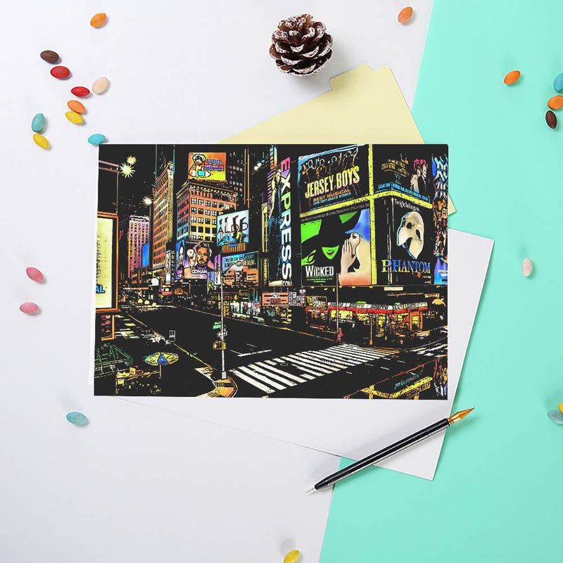 Rainbow Scratch Art Painting Paper (A4) for Adults & Teens, Night View Scratchboard Set:4 Sheet Scratch Cards, Clean Brush, Drawing Pen(Times Square / Golden Gate Bridge / Seattle / Statue of Liberty) America - NewNest Australia