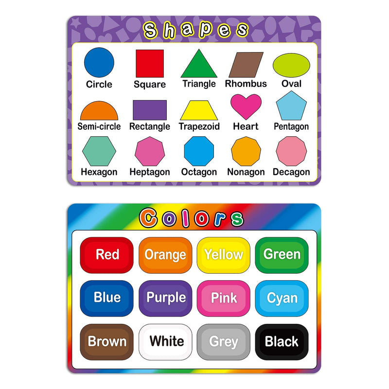 4 Pieces Educational Preschool Placemats for Toddlers and Kids, Non Slip Washable Reusable Learning Placemats for Nursery Homeschool Kindergarten Classroom Supplies Alphabet, Shape, Color, Number - NewNest Australia
