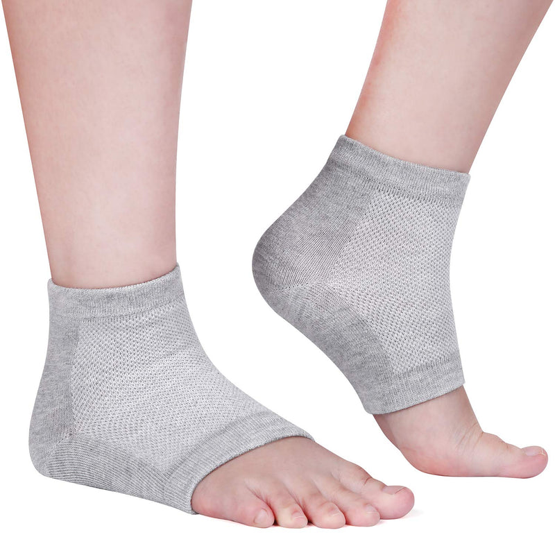 Soft Gel Heel Socks Ventilate Open Toe Socks 4 Pairs for Dry Hard Cracked Skin Moisturizing Day Night Care Skin (Gray) - NewNest Australia