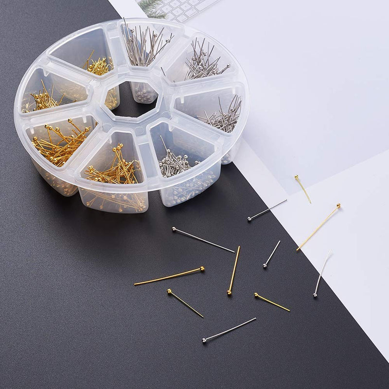 Pandahall Brass Ball Head Pins 16mm 20mm 25mm 30mm Wire Headpins for Earring Bracelet Jewelry Making (Platinum & Golden) 1 box-Ball Pins 16/20/25/30mm - NewNest Australia