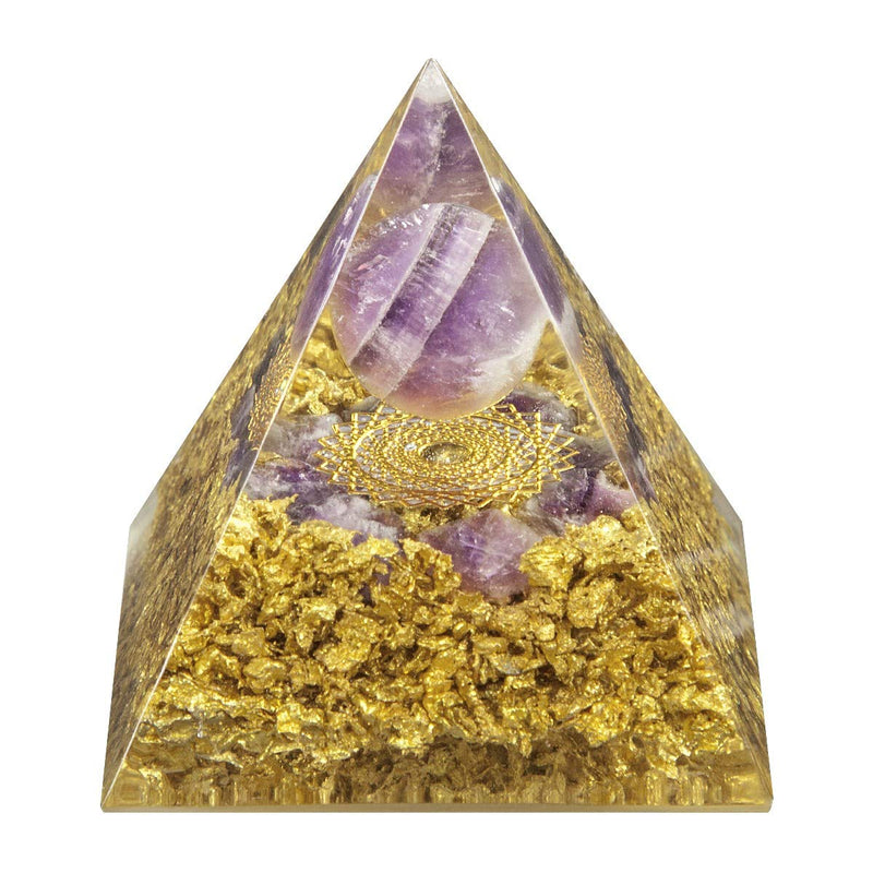 NewNest Australia - Yatming Crown Chakra Symbol & Amethyst Orgone Pyramid Crystal Energy Generator for Protection Reiki Healing #2-Amethyst 