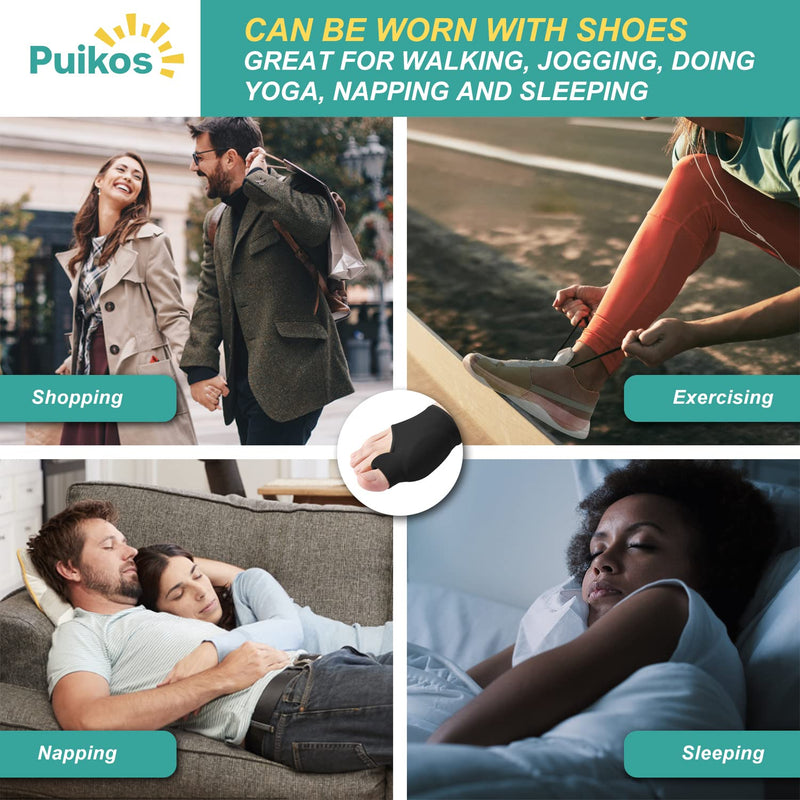 Puikos Hallux Valgus Toe Separator Toe Separator Set, 1 Pair Hallux Valgus Socks Bunion Corrector, 1 Big Toe Strap and 2 Toe Separators for Women Men (1 Toe/Large, Black) 1 Toe/Large - NewNest Australia