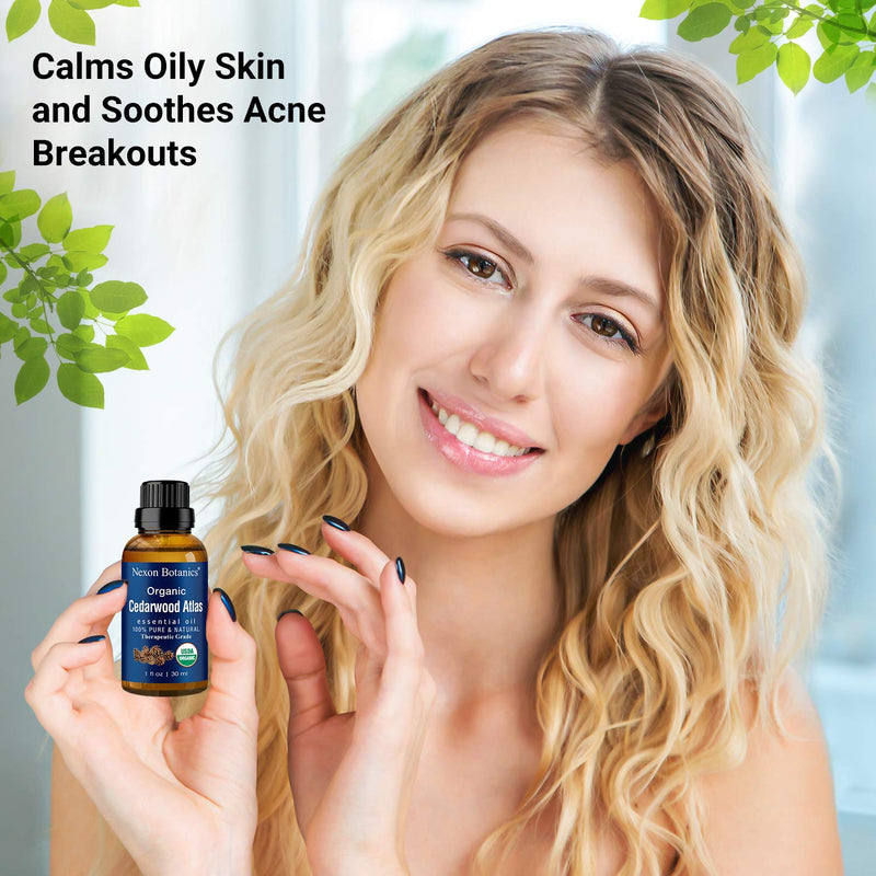 Cedarwood Essential Oil Organic 30 ml - Natural Pure Cedarwood Oil for Diffuser, Aromatherapy - Cedar Wood Essential Oil - Soothes Muscle Pain - Skin Use and Hair Care - Nexon Botanics - NewNest Australia