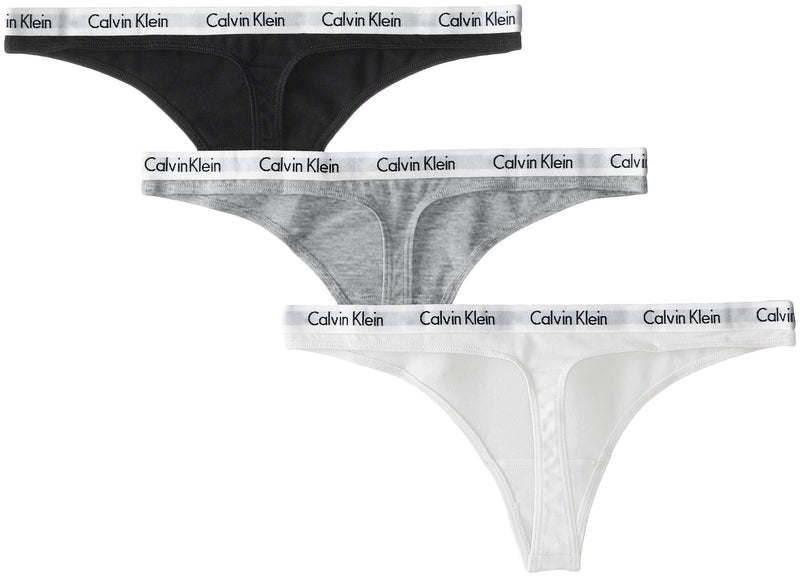 Calvin Klein Women's Carousel Logo Cotton Thong Panty 3 Black/White/Grey Heather Small - NewNest Australia