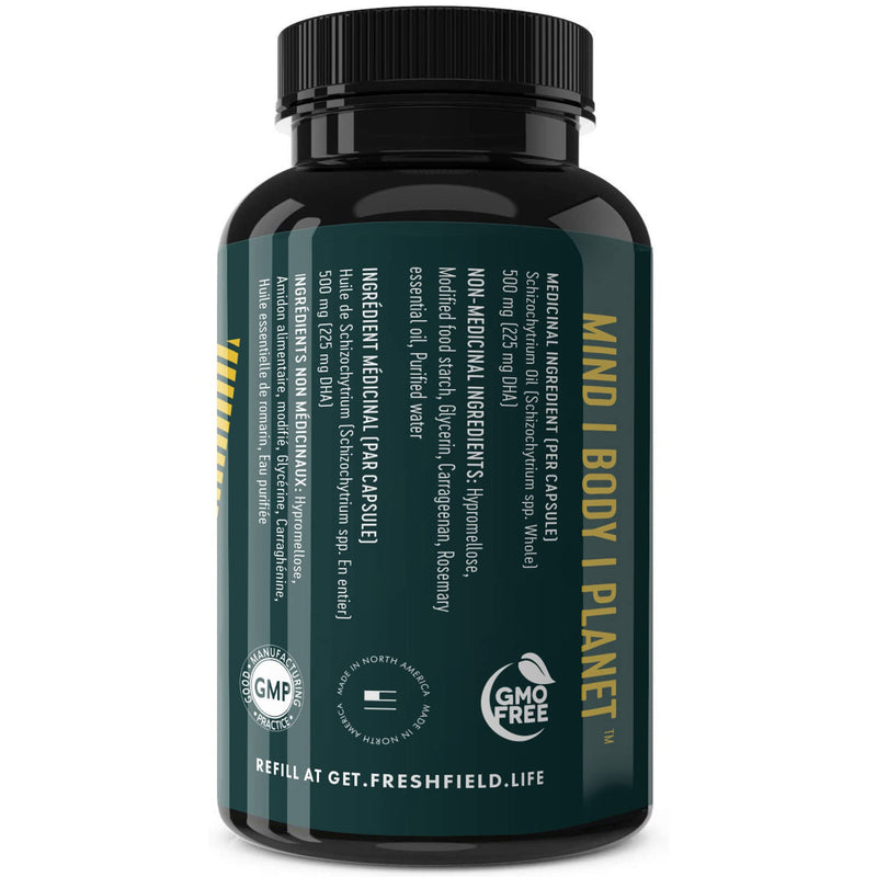 Freshfield Vegan Omega 3 DHA Supplement: Premium Algae Oil, 2 Month Supply, Plant Based, Sustainable, Premium and Mercury Free. Better Than Fish Oil! Supports Heart, Brain, Joint Health - w/ DPA Natural 60 Count (Pack of 1) - NewNest Australia