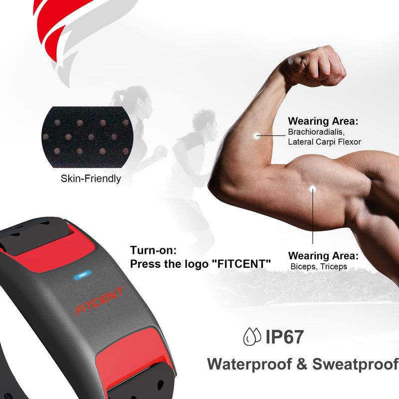 FITCENT Heart Rate Monitor Armband, Bluetooth ANT+ Optical Heart Rate Sensor Arm Band, Rechargeable Fitness Tracker for Peloton Strava Zwift Polar Beat DDP Yoga Wahoo Fitness Garmin Watch Black - NewNest Australia