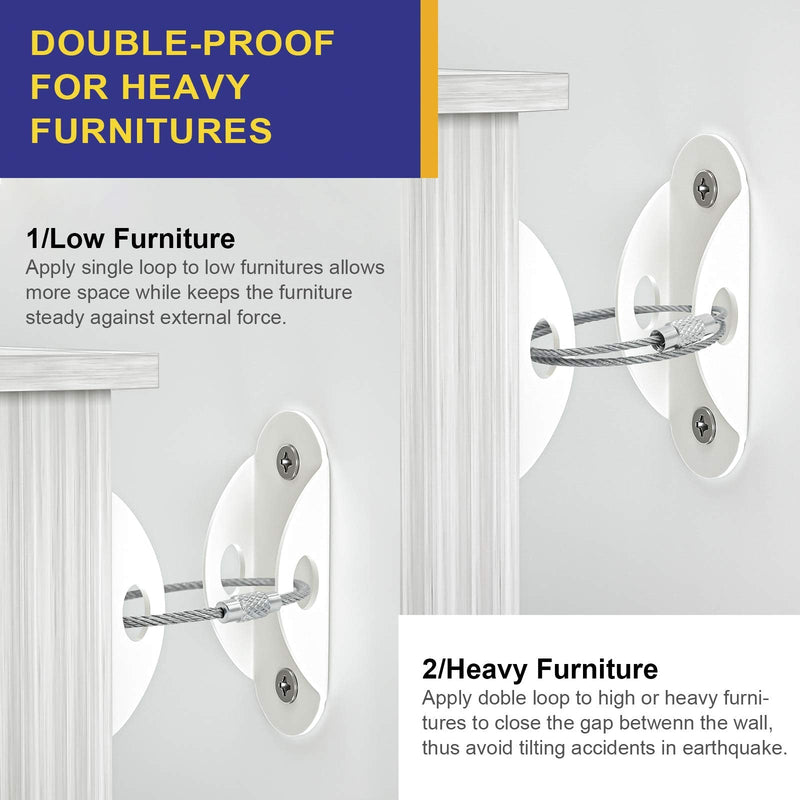 Furniture Anchors (10 Pack) 2022 Upgraded Furniture Straps for Baby Proofing, Secure 400 Pound Furniture Prevent Falling Anti Tip Earthquake Straps for Child Safety - NewNest Australia