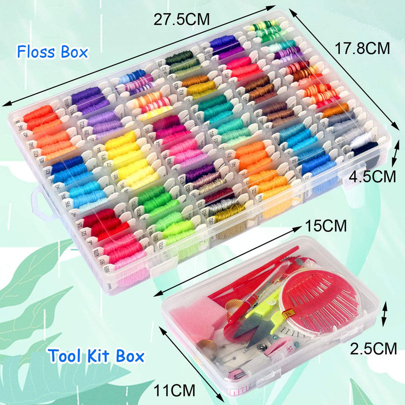 218pcs+ Embroidery Floss Cross Stitch Threads,Bracelet String Kit with Organizer Storage Box-Included 110pcs Friendship Bracelet Craft Floss,100pcs More Cross Stitch Tools Embroidery Kit for beginners - NewNest Australia