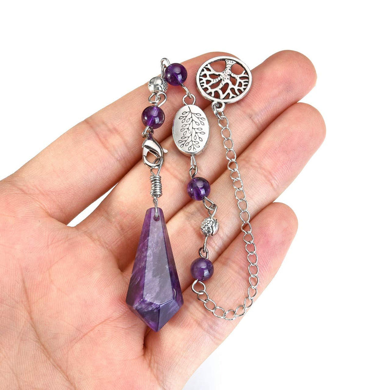 CrystalTears Natural Amethyst Crystal Pendulum Hexagonal Healing Crystal Point Tree of Life Dowsing Pendulum for Divination Scrying Chakra Reiki Healing Meditation Balancing - NewNest Australia