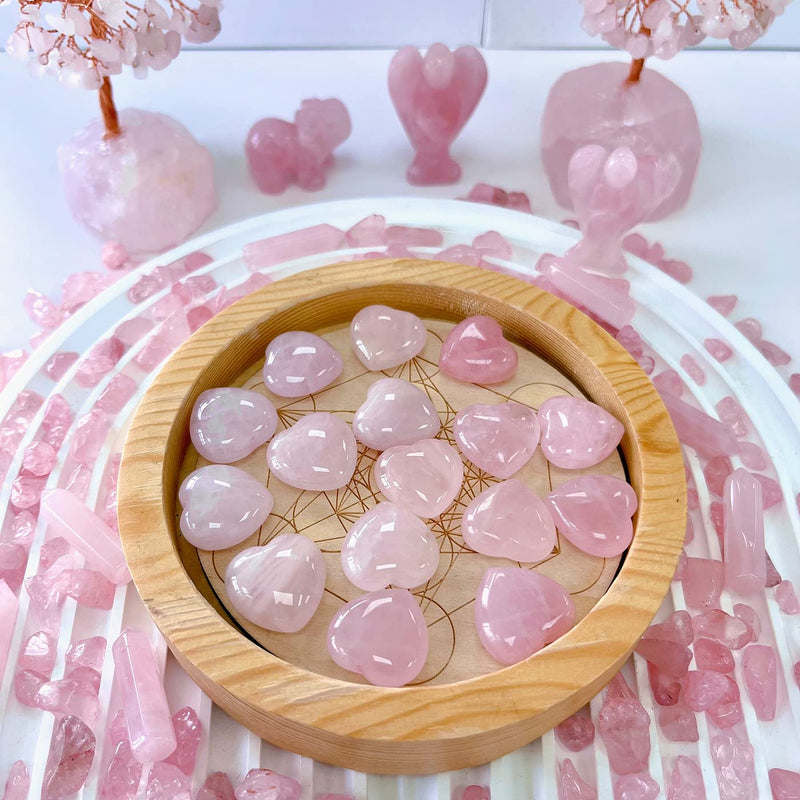 XIANNVXI 10Pcs Rose Quartz Natural Healing Crystals Heart Stones Set Polished Love Palm Pocket Stones Gemstones for Reiki Decor Crystal Beginners Mothers Day Gifts Pink - Rose Quartz - NewNest Australia