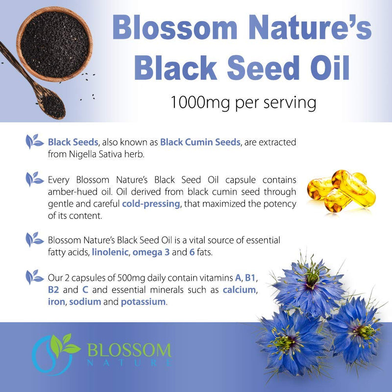 Black Seed Oil Capsules 1000mg - Premium Black Cumin Seed Oil Capsules - Black Seed Oil Liquid Pills - Virgin Cold Pressed Nigella Sativa Oil Pills - Blackseed Oil - 120 Cap (2 Month Supply) - NewNest Australia