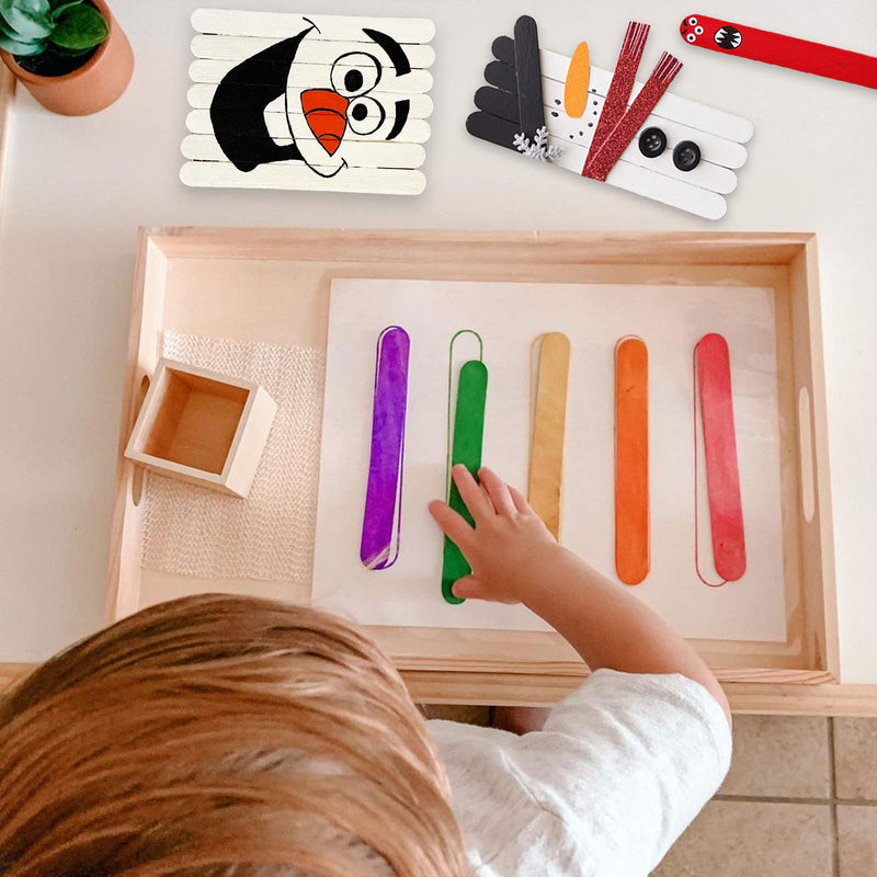 WISYOK 120 Pcs Wood Craft Sticks 5.9 Inch, Ice Cream Sticks, Jumbo Sticks, Popsicle Sticks, Ideal for Building Model, Kids Handicraft, and Creating Craft Projects - NewNest Australia