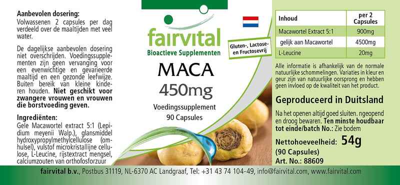 Maca Capsules 450 mg - High Dose - Vegan - 90 Capsules - 5-Way Concentrated Root Extract - NewNest Australia