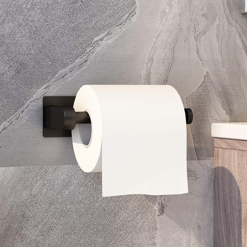 Toilet Paper Holder Self Adhesive - VAEHOLD Kitchen Washroom Adhesive Toilet Roll Holder No Drilling for Bathroom Stick on Wall Stainless Steel Brushed - Black - NewNest Australia