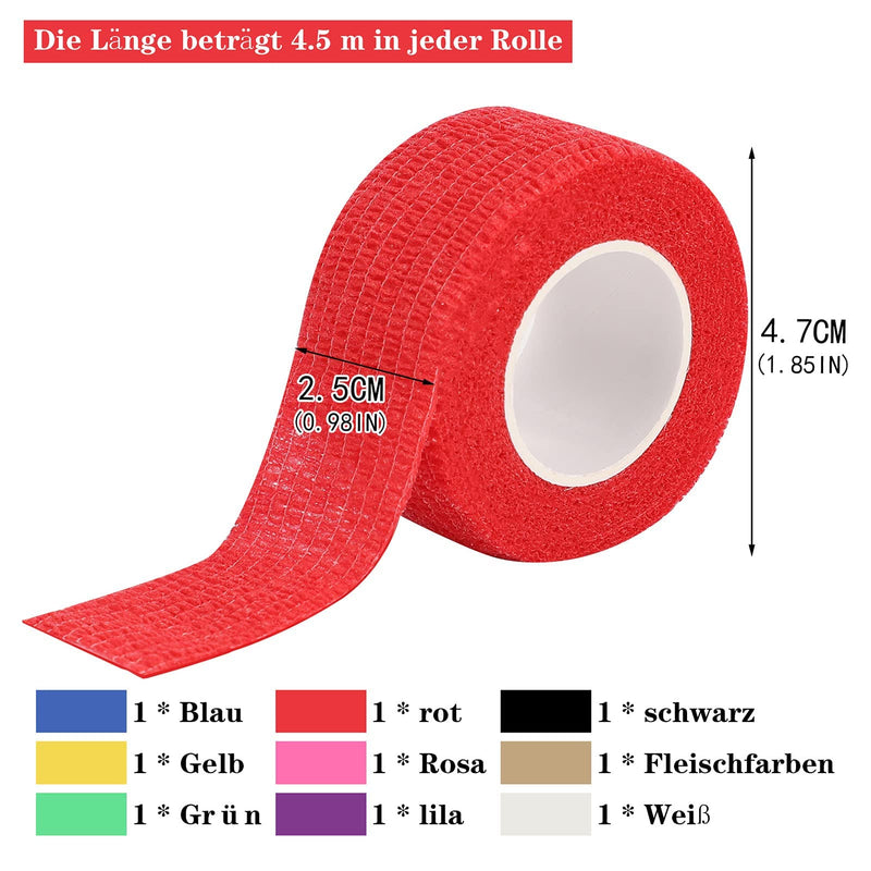 Tonyg-P 9 Rolls Of Self-Adhesive Bandage Cohesive Bandage Elastic Bandage Wound Plasters Adhesive Bandage Veterinary Wrap Tape For Wrists, Fingers, Calves, Toes, 2.5 Cm X 4.5 M (Multi-Colour) - NewNest Australia