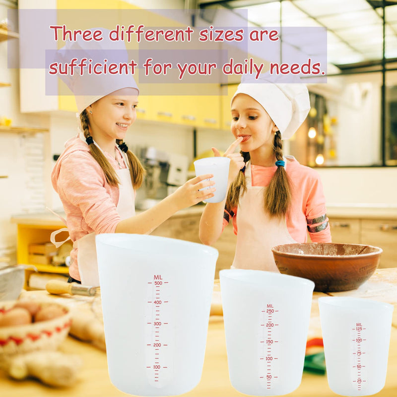 3 PCS Silicone Flexible Measuring Cups,Melting Cups for Epoxy Resin,Butter,Chocolate and More,2 Cup&1 Cup&1/2 Cup,Squeeze and Pour Silicone Measuring Cup with Marking Ounce/ML - NewNest Australia