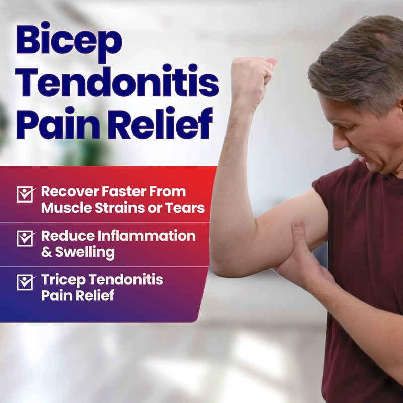 Bicep Tendonitis Brace Compression Sleeve - Triceps & Biceps Muscle Support For Upper Arm Tendonitis Pain Relief Or Bicep Strains (S/M Bicep 6 to 10") S/M (Bicep 6 to 12 Inches) - NewNest Australia