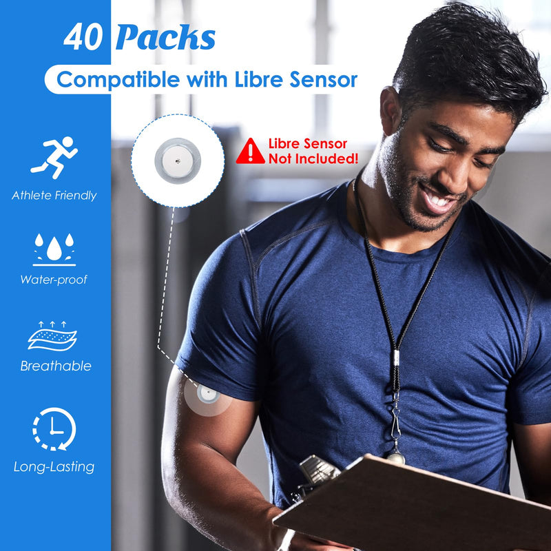 Youshares Pack Of 40 Plasters For Freestyle Libre 2, Waterproof, Breathable And Skin-Friendly, Freestyle Libre 1 & 2 Plasters, Plasters For Swimming And Bathing - Transparent - NewNest Australia