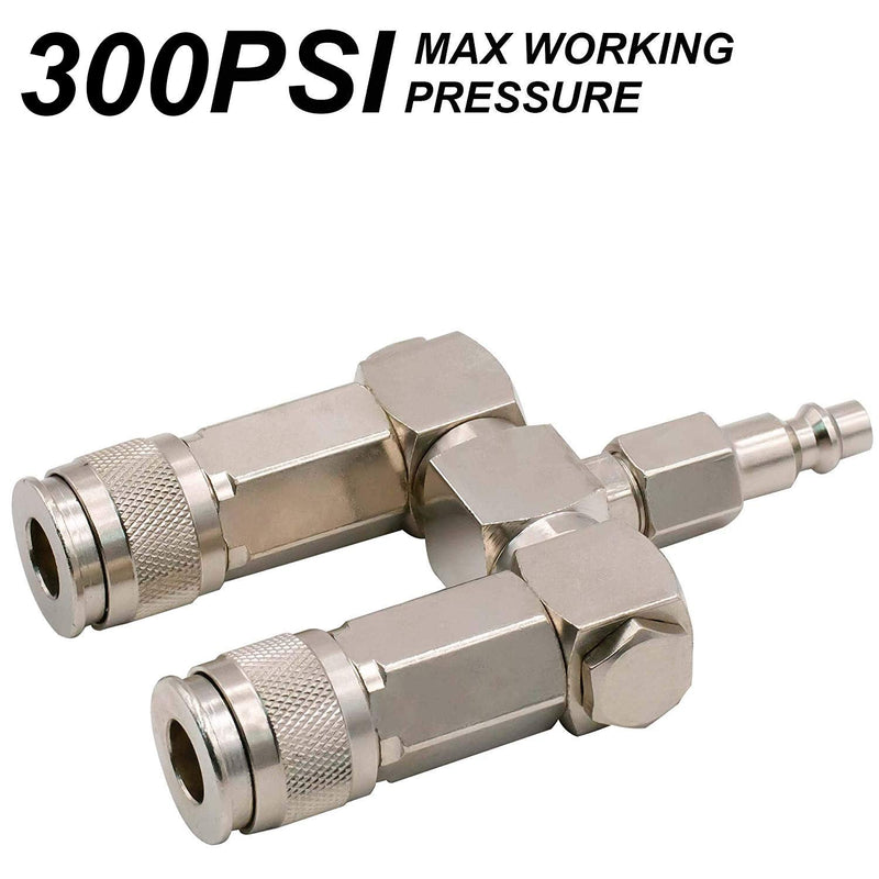FIXSMITH Air Hose Connector- 2 Way Air Hose Splitter,1/4 In NPT, Air Compressor Accessories Fittings, Swivel 360 Degrees Connectors. 1 Pack - NewNest Australia