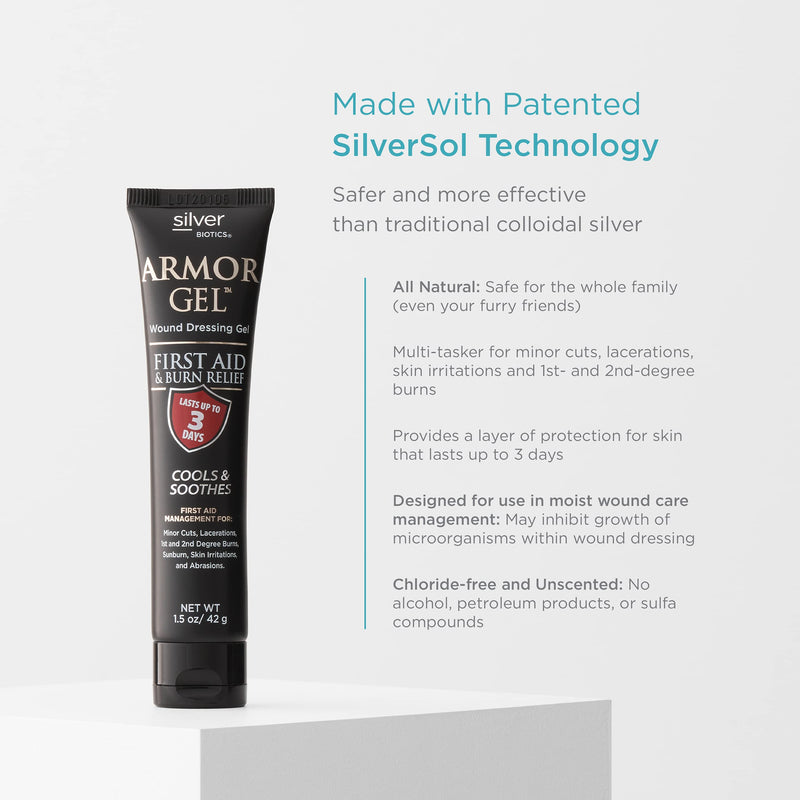 American Biotech Labs - Silver Biotics - Armor Gel Wound Dressing Gel - First Aid and Burn Relief Silver Gel - 1.5 oz designed with silversol technology - NewNest Australia