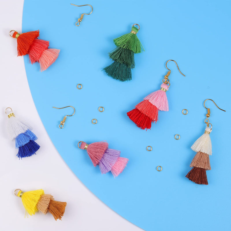 40pcs Tri-Layered Tassels Charm Thread Cotton Soft Tassel Supplies for Jewelry Making 10 Colors 1.5 inch - NewNest Australia