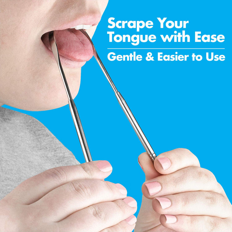 Tongue Scraper - Stainless Steel Tongue Cleaner Brush for Help Getting Rid of Bad Breath and Bacteria | Food Scraper to Keep Your Mouth & Teeth Healthy and Clean - Essential Dental Hygiene Kit - NewNest Australia