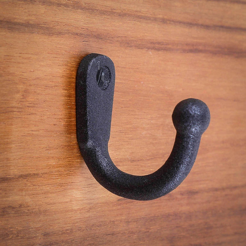 NewNest Australia - Renovator's Supply Coat Hook Wall Mounted Black Cast Iron 2 Inch Proj 